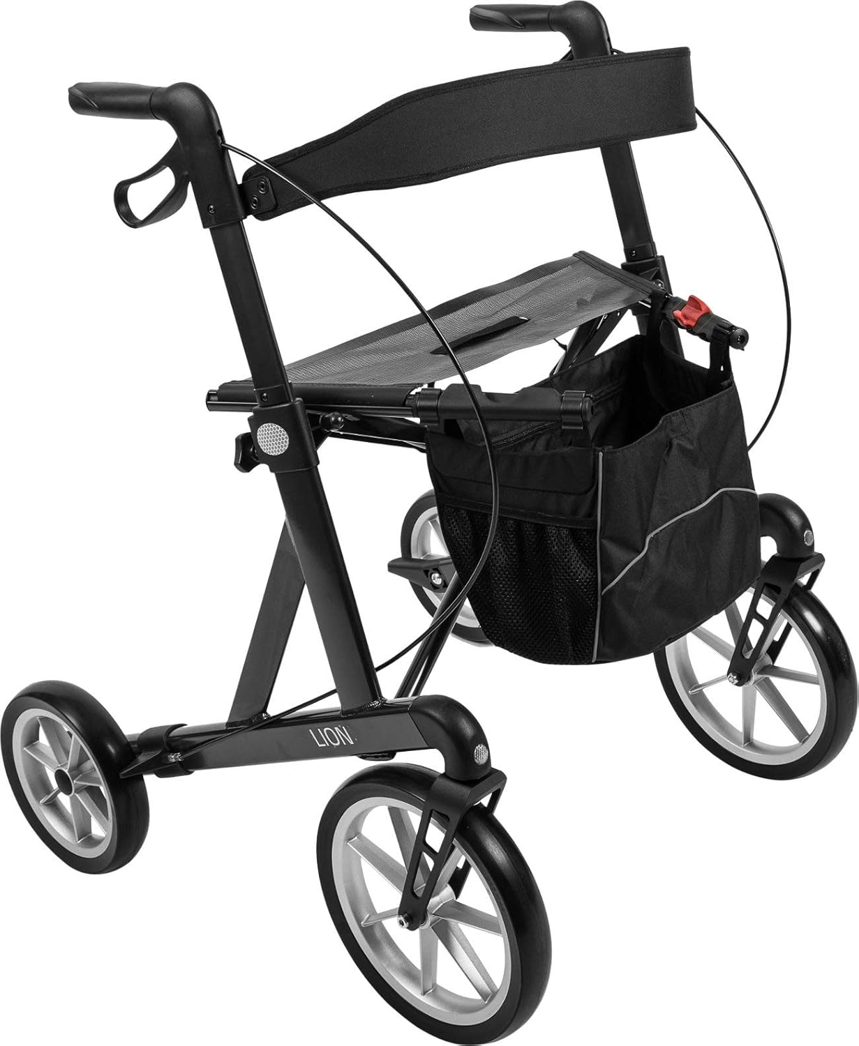 FabaCare Lion Outdoor Rollator, Premium Lightweight Rollator with Special Tyres for Terrain, Foldable, Fully Equipment, Safety Reflectors, up to 200 kg, Anthracite, Seat Height 53 cm
