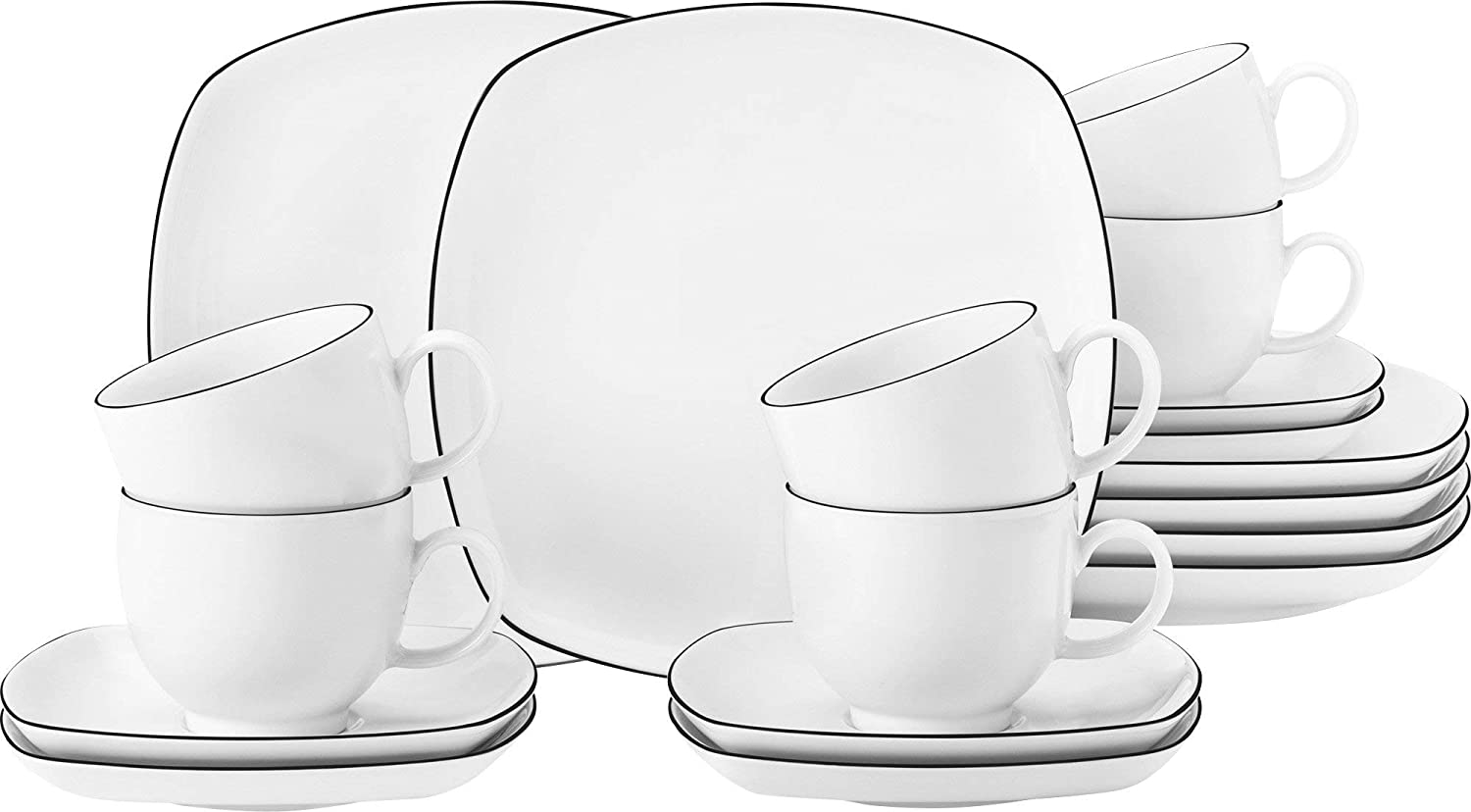 Seltmann Weiden 001.750860 Lido Black Line 10826 Coffee Service 18 Pieces