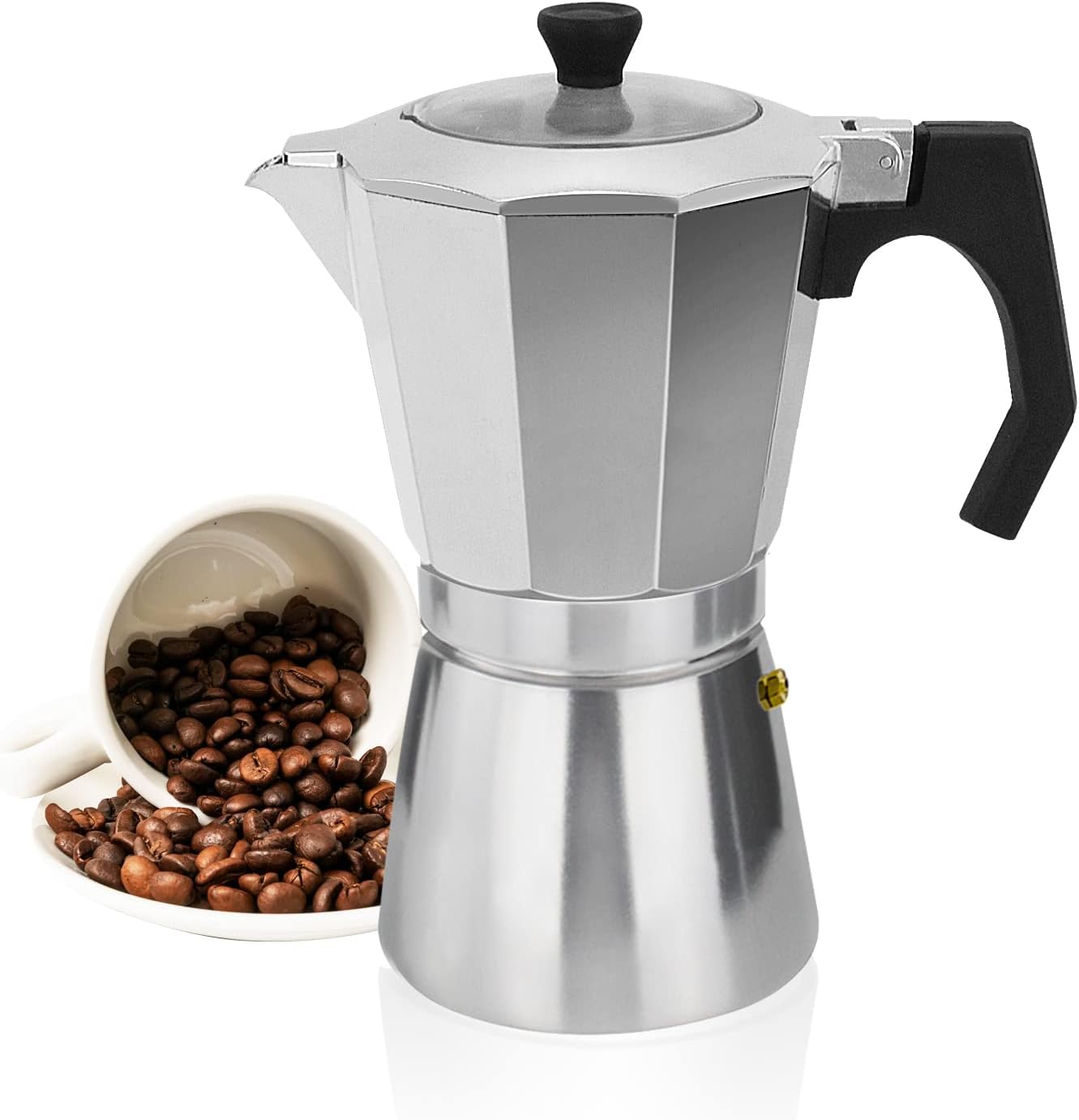 Rossetto Espresso Maker 14 Cups Aluminum Espresso Mocha Mocha Pot Italian Coffee Maker with Transparent Lid 700 ML for Electric, Ceramic or Gas Hob