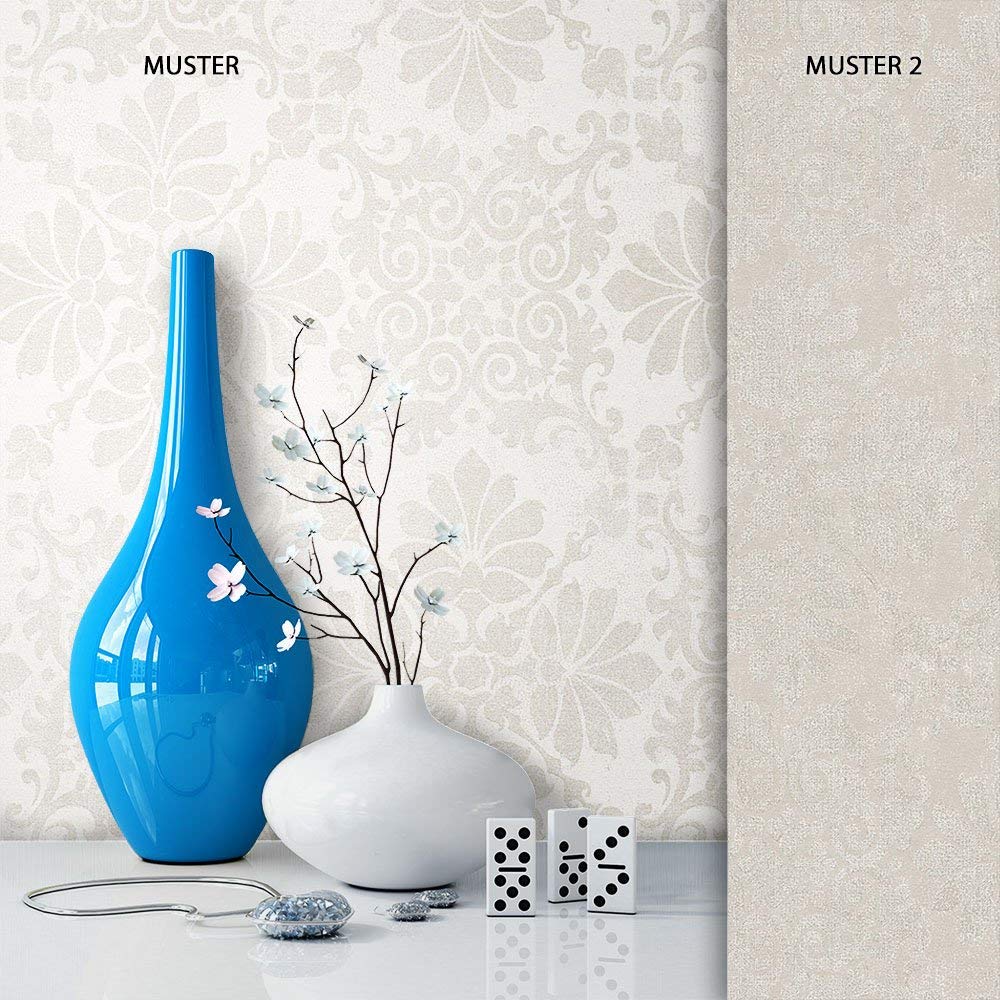 Newroom Design Newroom Non-Woven Wallpaper Baroque Non-Woven Wallpaper Cream Beige Baroque