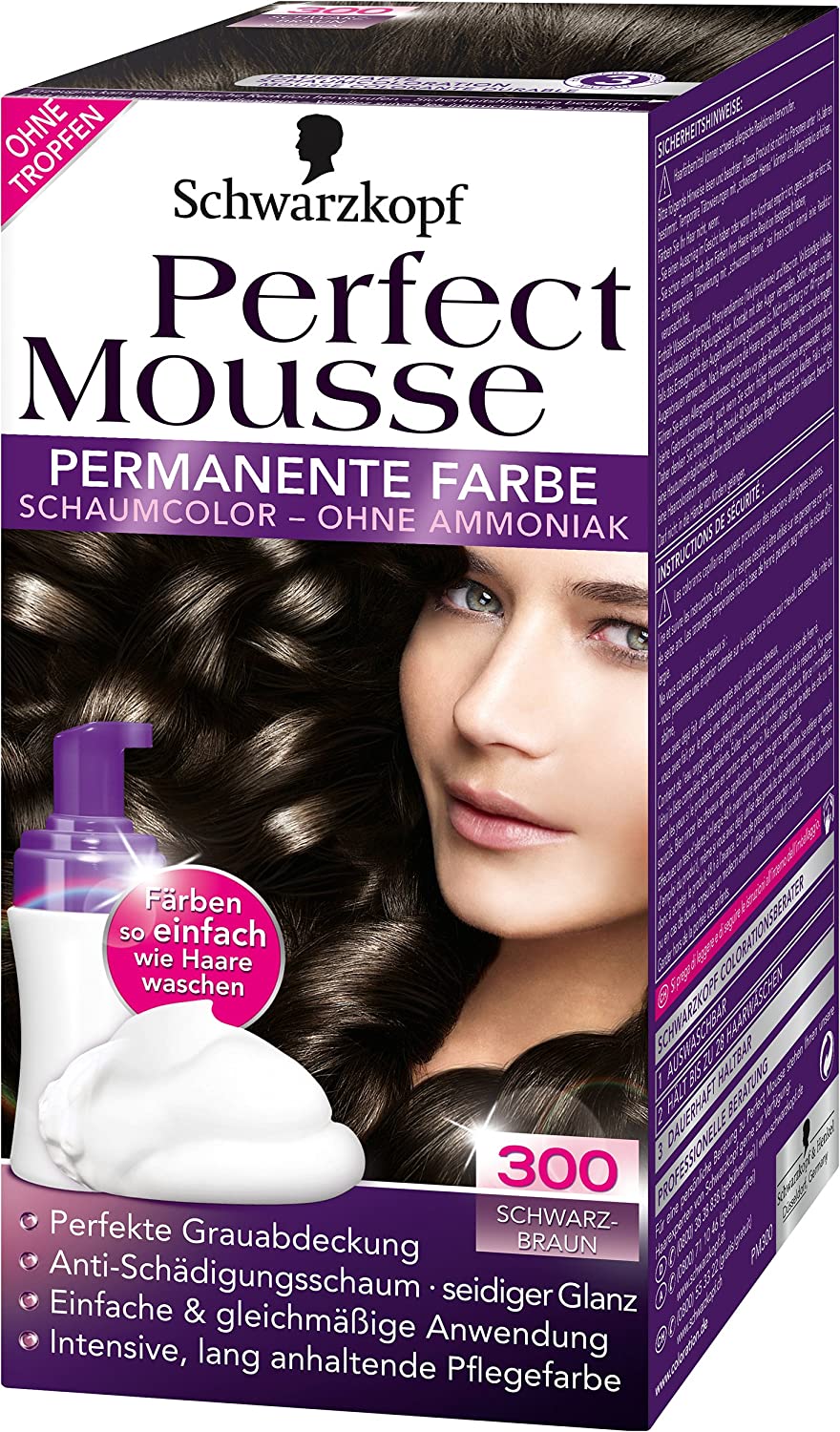 Schwarzkopf Perfect Mousse Permanent Color Level 3, 300 Black Brown, ‎300