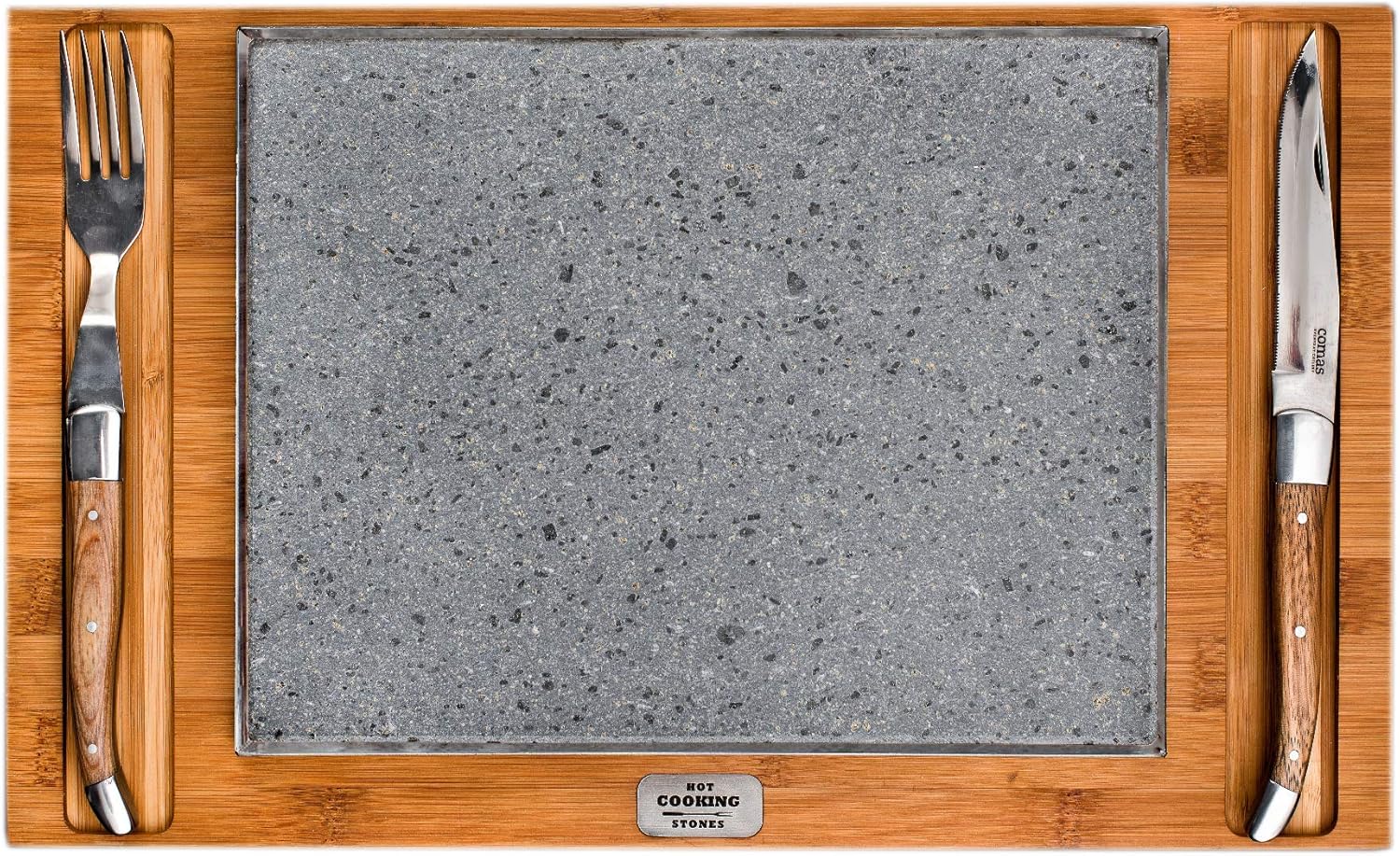 Rectangular lava stone plate for cooking directly on the table