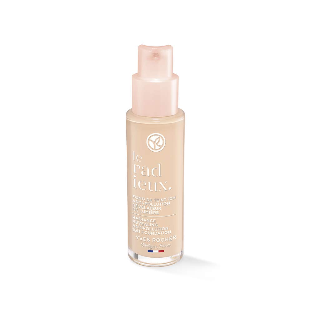 Yves Rocher COULEURS NATURE Foundation 10h Radiance & Anti-Pollution - Rosé 100, 1 x Pump Bottle 30 ml, ‎pink