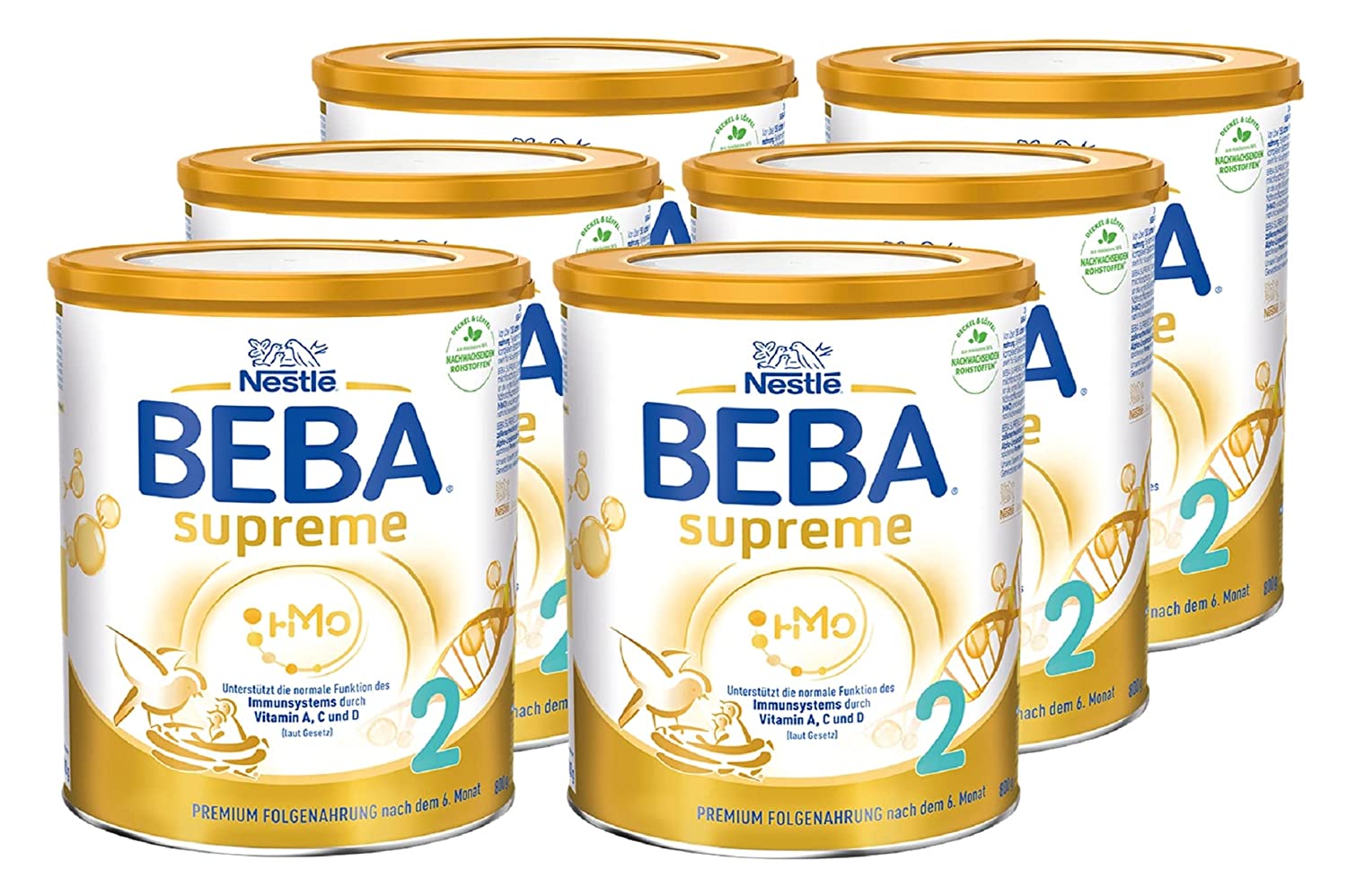 Nestlé BEBA SUPREME 2 Folgenahrung: nach dem 6. Monat, Pulver, im Anschluss an das Stillen, 6er Pack (6 x 800g)