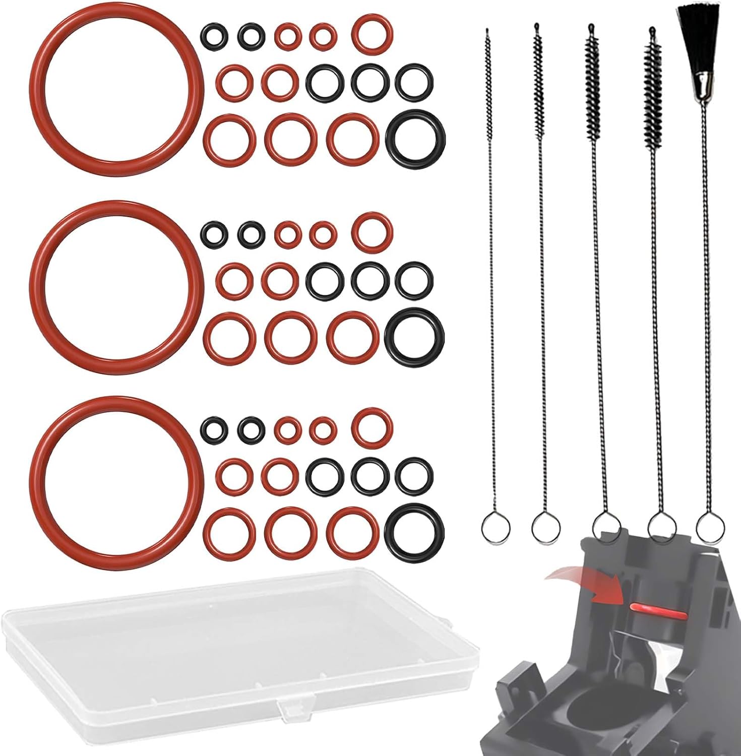 50 Sealing Rings Set O Ring Assortment, FORMVERSITY Seals for Philips Fully Automatic Coffee Machine, Hose Brush for Saeco Fully Automatic Coffee Machine, Seal O-Rings for Saeco for Philips Fully