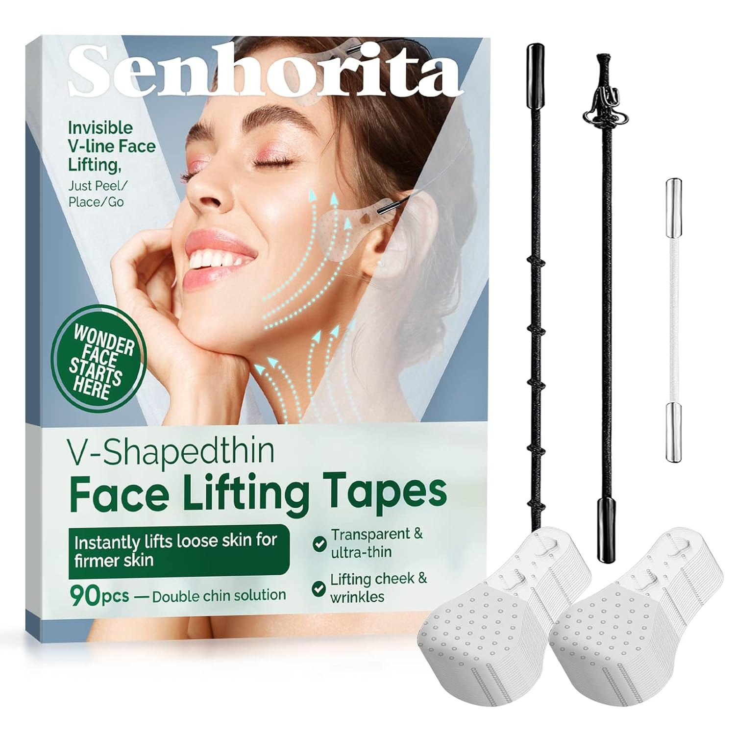 ATUIO Pack of 90 Face Lifting Tape, Facelift Sticker, Lift Face Sticker, Face Lift Sticker, Invisible Thin Face Sticker, Facelift Tape, Makeup Tool for Hiding Face Wrinkles