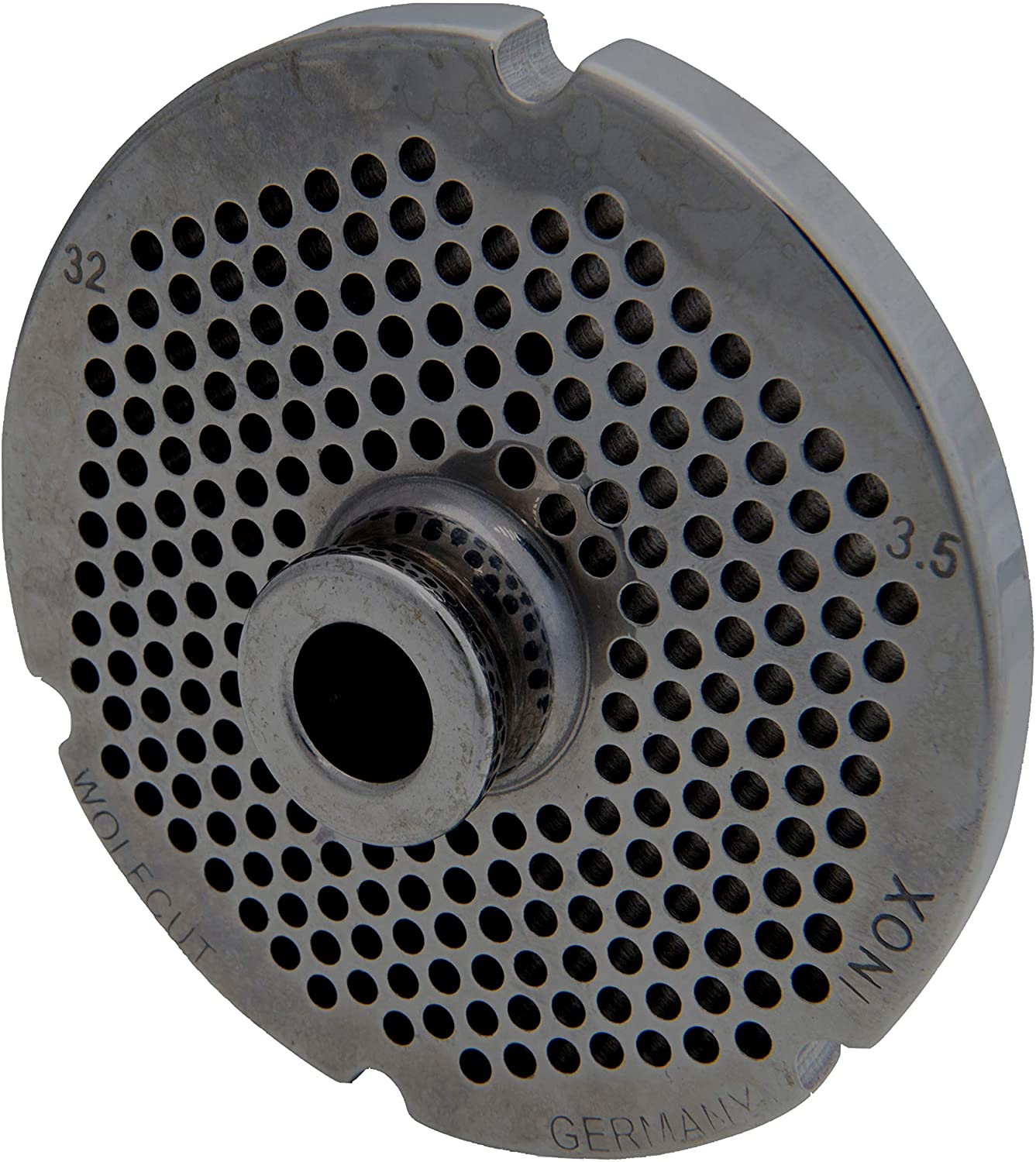 WOLFCUT - Meat grinder discs with hub and 4 grooves for all standard meat grinder sizes 32 (3.5 mm).
