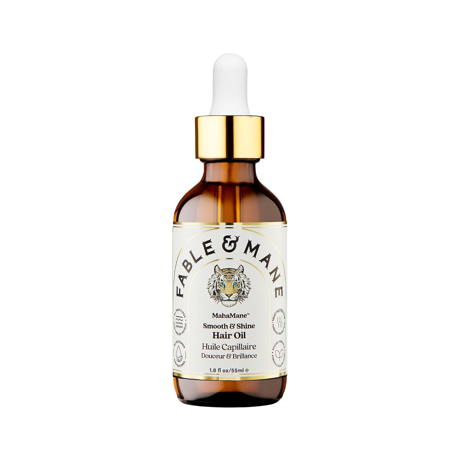 Fable & Mane Fable and Mane MahaMane Smooth & Shine Hair Oil, Heat Protection for Dry Damaged Hair, Smoothing Hair Serum, Anti Frizz Hair Products - Genuine Hair Oil. 55 ml
