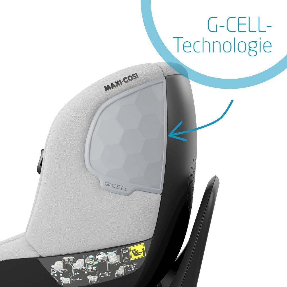 Maxi-Cosi Mica, 360° rotatable i-size child seat including Isofix base, 0/1 group car seat (up to approximately 105 cm / 18 kg). G-Cell side protection, usable from approximately 4 months to approximately 4 years.