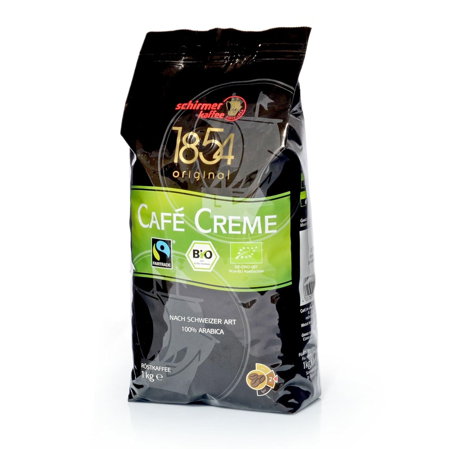 Schirmer coffee cafe cream fairtrade, entire beans, coffee beans, 8 -pack, 8 x 1000g