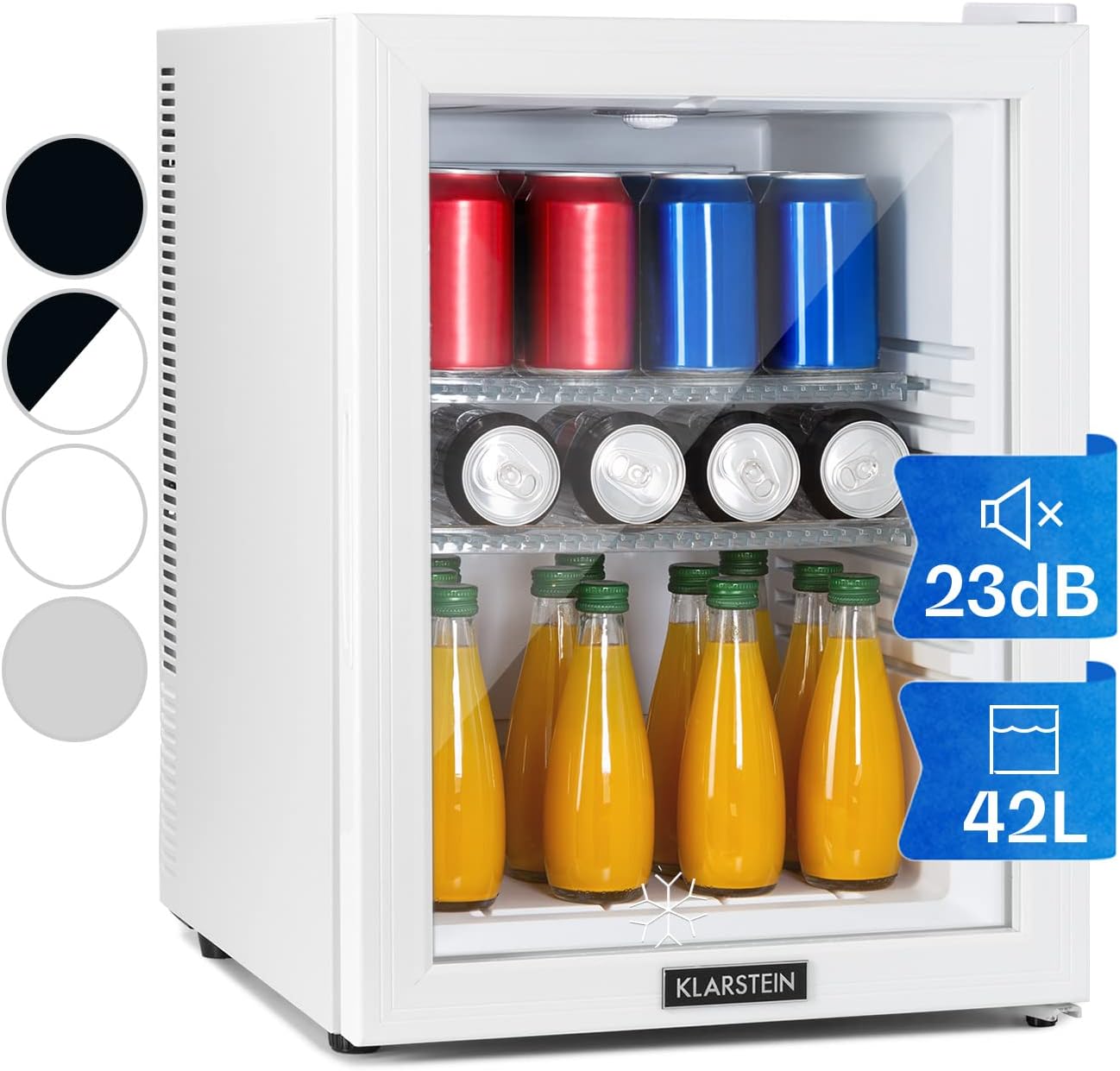 Klarstein Brooklyn Mini-Bar, Mini-Fridge, Thermoelectric Cooling System, 3 Stage Cooling: up to 12 °C, EcoExcellence System: Energy efficiency class A, noiseless: 0 dB