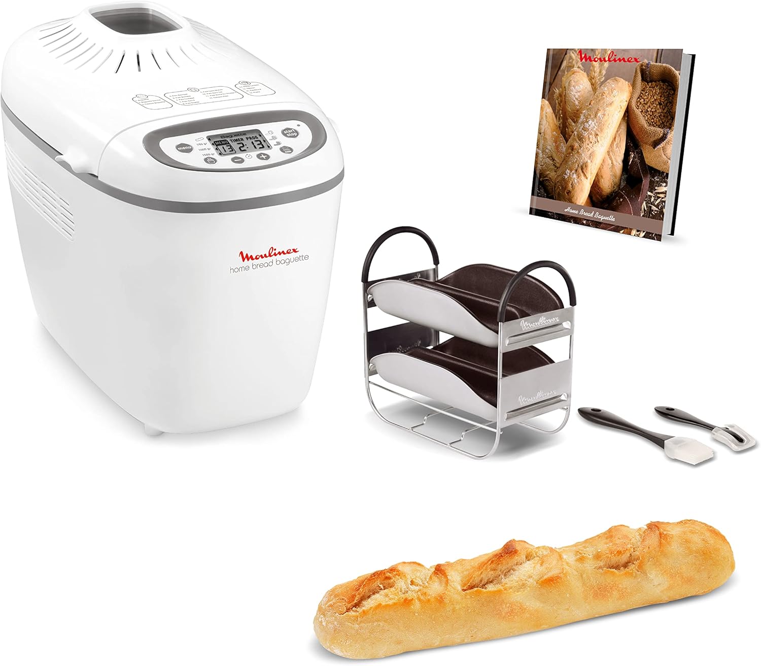 Moulinex OW6101 Home Bread Baguette Bread Maker, Plastic, 1.5 kg, White