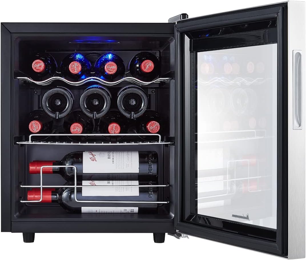 Kalamera KRC-40FCSS Wine Refrigerator, 15 Bottles, 40 Liters, 5-18°C, Freestanding