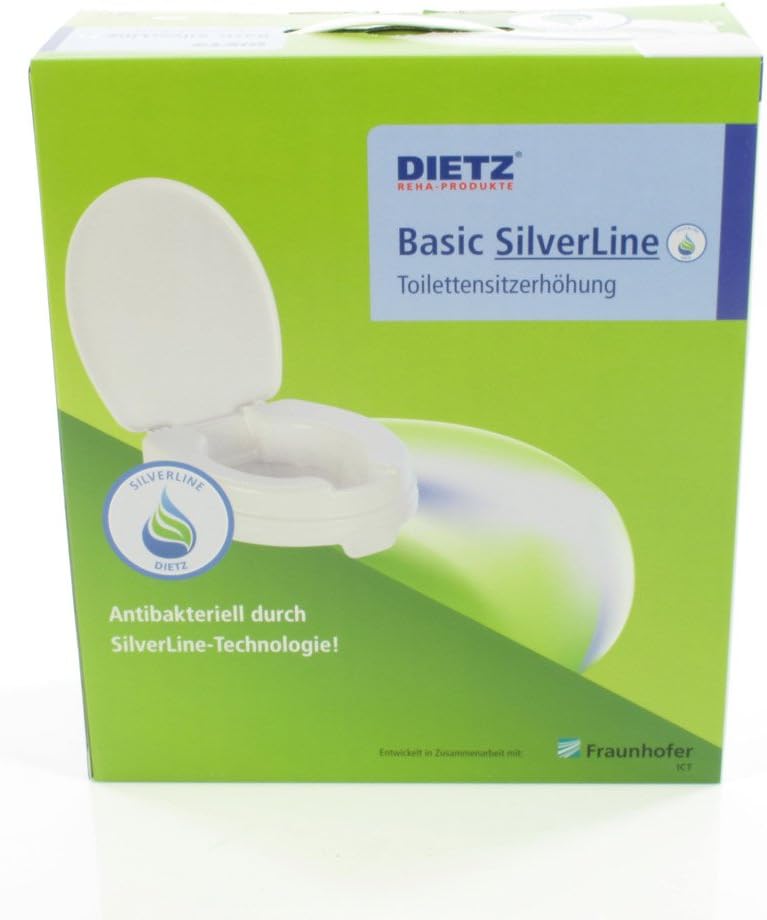 Dietz Basic SilverLine Raised Toilet Seat with Lid Antibacterial
