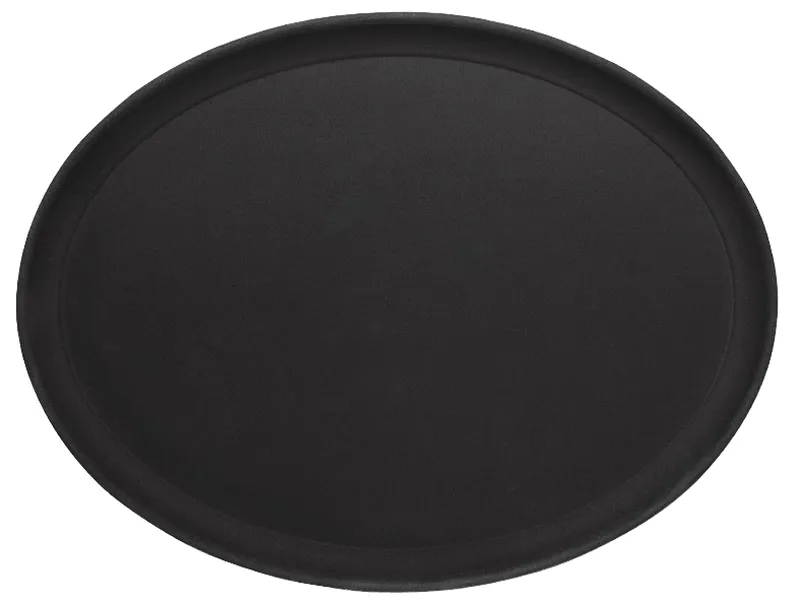 Oval tray, non-slip, black, rubber-laminated, 26.5 x 20 x 1 cm