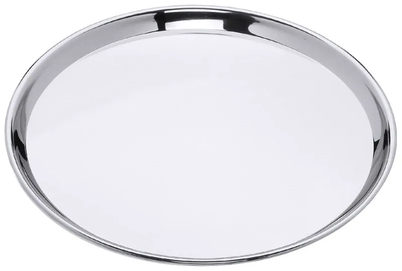 Contacto Tray, round, rolled edge, stainless steel, D: 41 cm, H: 2.2 cm