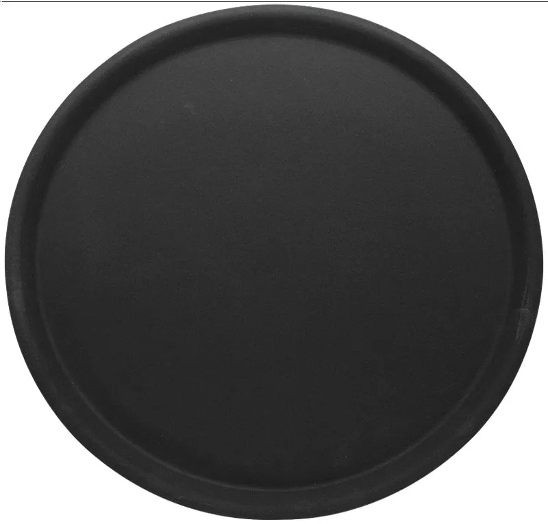 Round tray, non-slip, black, rubber-laminated, D: 43 cm, H: 1.5 cm