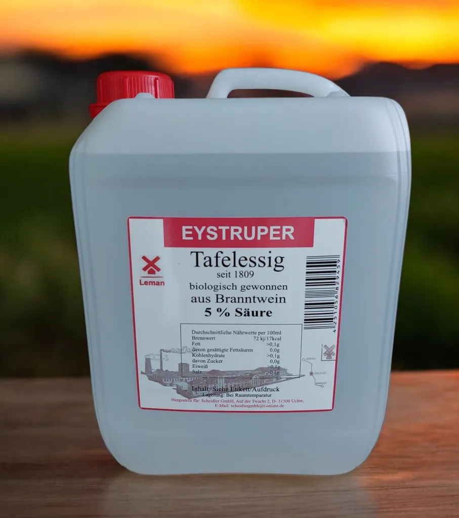 Scheidler Table vinegar, original Eystruper table vinegar 5% acid in a 5 liter canister, from traditional production in the wood former, organically obtained