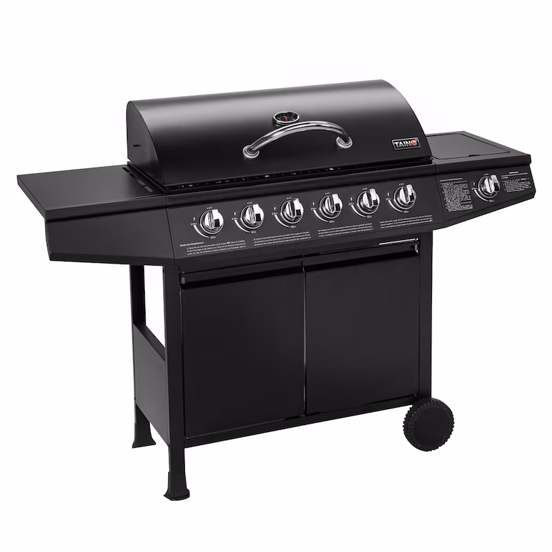 TAINO BASIC 6+1 Gas Grill BBQ GRILL CART 4 ​​Stainless Steel Burners Side Burner TÜV Certified Grill