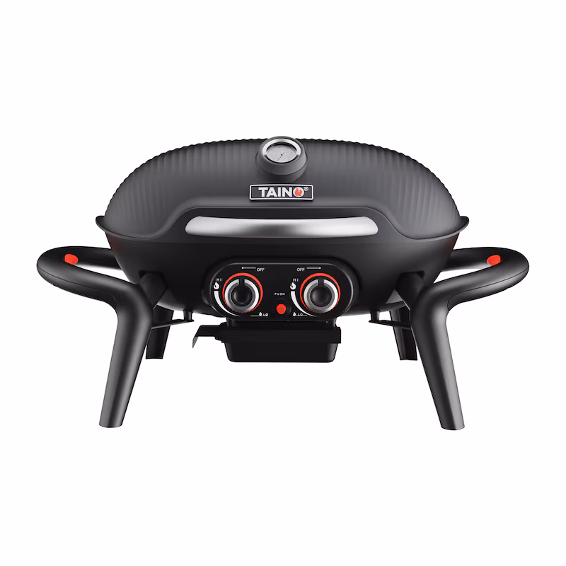 TAINO KENAI Small Gas Grill, Tabletop Grill, Outdoor Kitchen, Cast Aluminum, Black