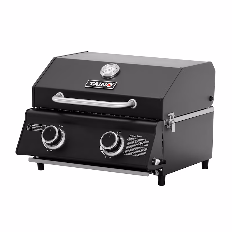 TAINO PLATINUM COMPACT DARK Tabletop Grill 2 Burners Gas Grill Compact Camping Grill Mini Grill BBQ Black