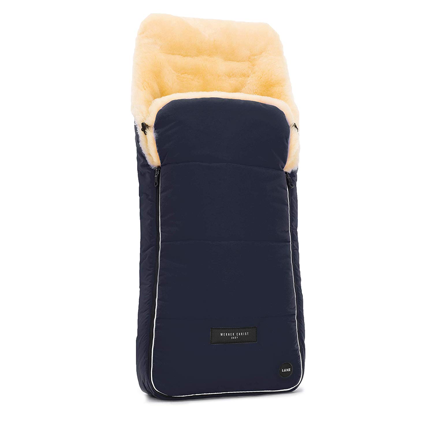 Werner Christ Baby Arosa Luxury Lambskin Footmuff – Cuddly Buggy Footmuff Made of Medical Full Fur Changing Mat & Stroller Liner in Beige, Grey, Blue, Light Blue, Black, Red, Brown
