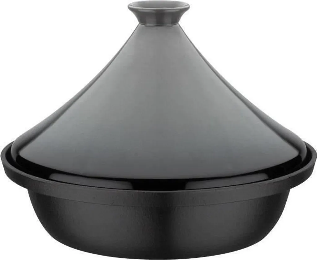 GSW Solid cast iron tagine, 30 x 22 cm, ceramic lid, suitable for induction cooktops, grey