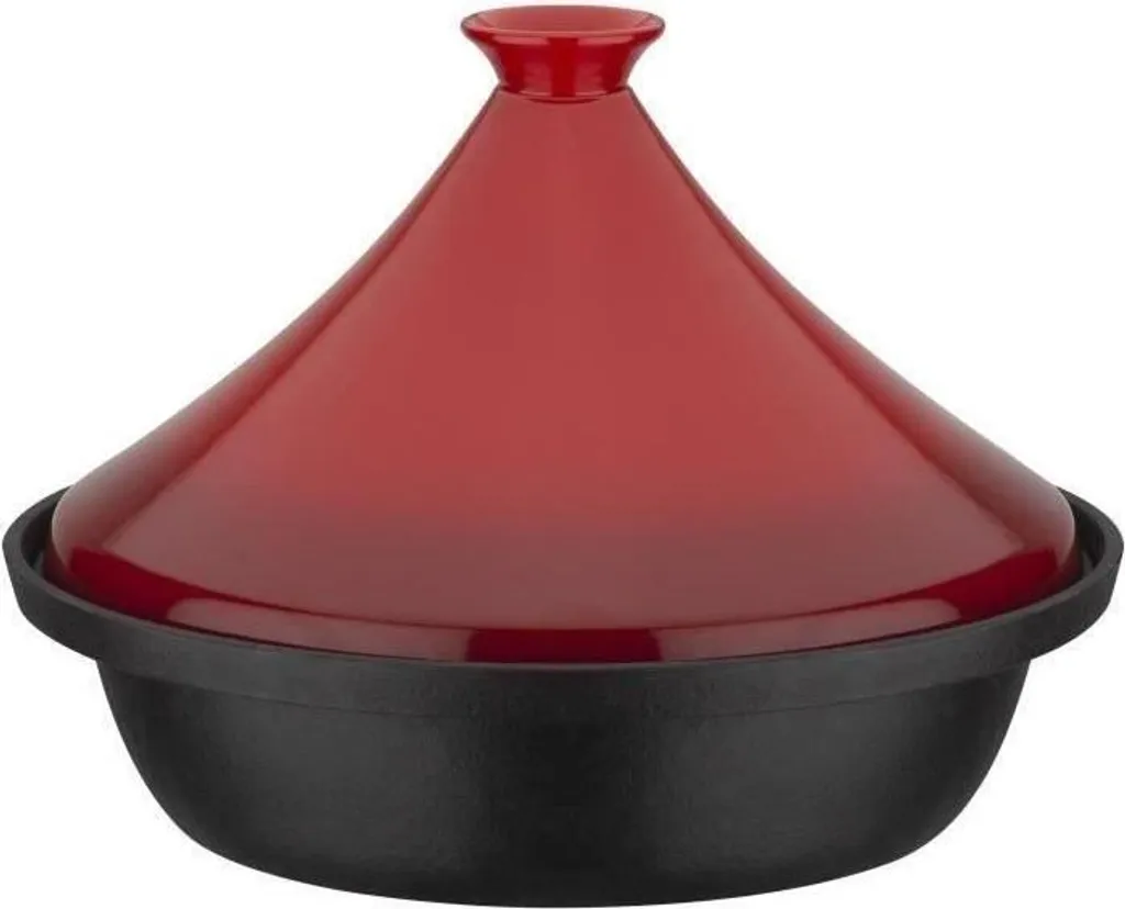 GSW Solid cast iron tagine, 30 x 22 cm, ceramic lid, suitable for induction cooktops, red