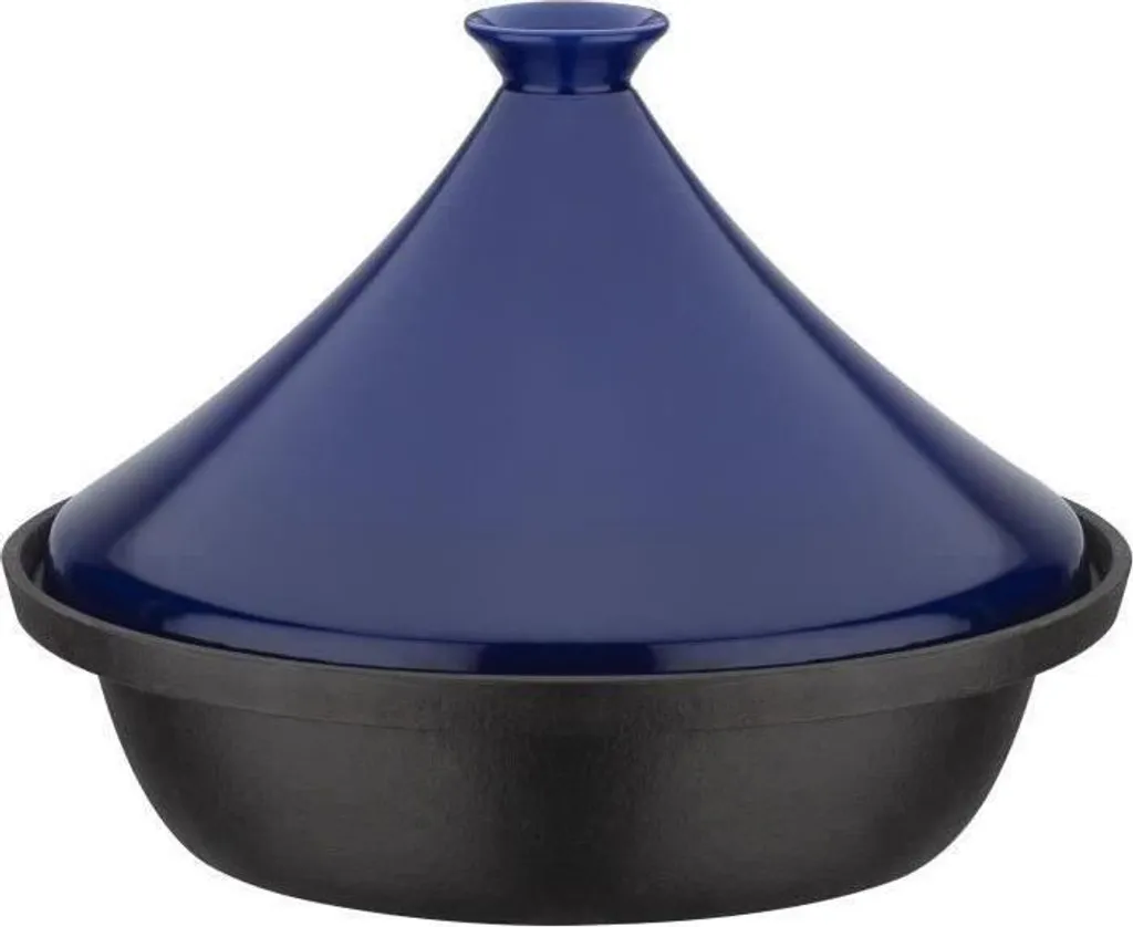 GSW Tajine, 30 x 22 cm, Solid Cast Iron, Ceramic Lid, Induction Compatible, Blue