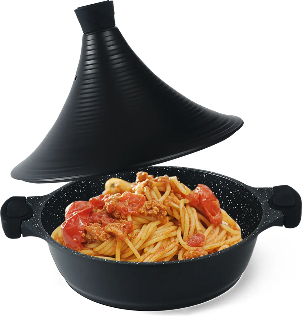 Homelux Tajine Pot Moroccan Tagine 28cm Non-stick coated aluminum (28CM-Black)