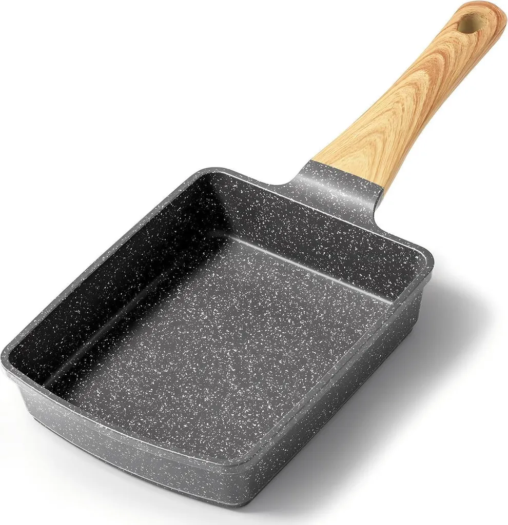 sonstige Tamagoyaki Pan, Induction Compatible, 18x13 cm, Japanese Omelette Pan, Granite Non-Stick Coating, Grey