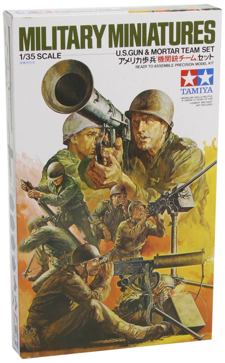 Tamiya 300035086 Plastic Model 1: 35 WWII US Mg Fig Set Mortar TRUPP 8