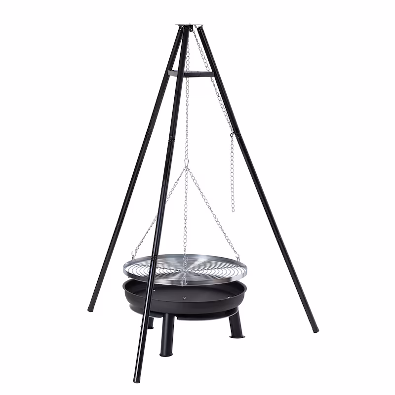 Tarrington House Bunbury Swivel Grill, steel/zinc, 133 x 116 x 167 cm, Ø 66 cm, adjustable cooking height: 20 - 80 cm, black
