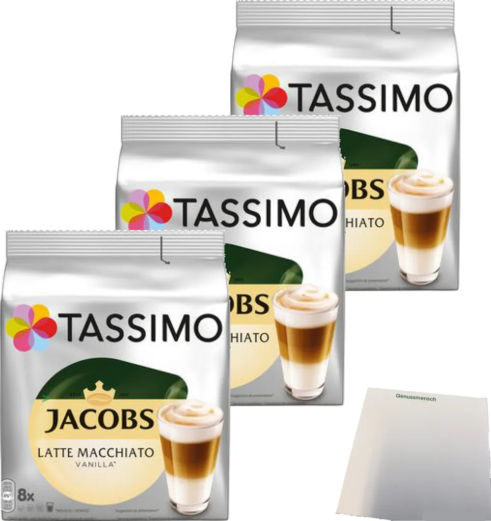 Tassimo Jacobs Type Latte Macchiato Vanilla 3-pack (3x268g pack) + usy block