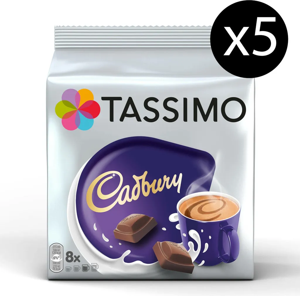TASSIMO Capsules Cadbury Hot Chocolate T-Discs 5 x 8 Drink Cocoa Capsules