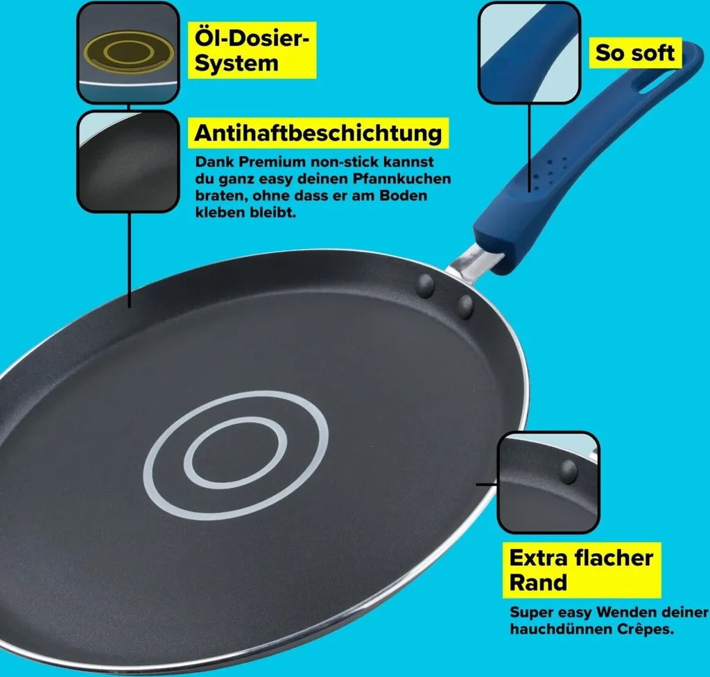 Tasty Crepe Pan 26 cm, Pancake Pan with Soft-Touch Handle