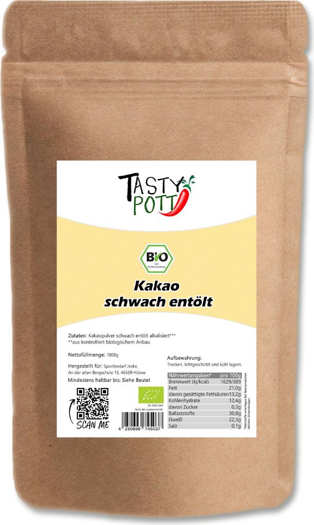 Tasty Pott cocoa, LIGHTLY deoiled - cocoa powder 1kg 1000g