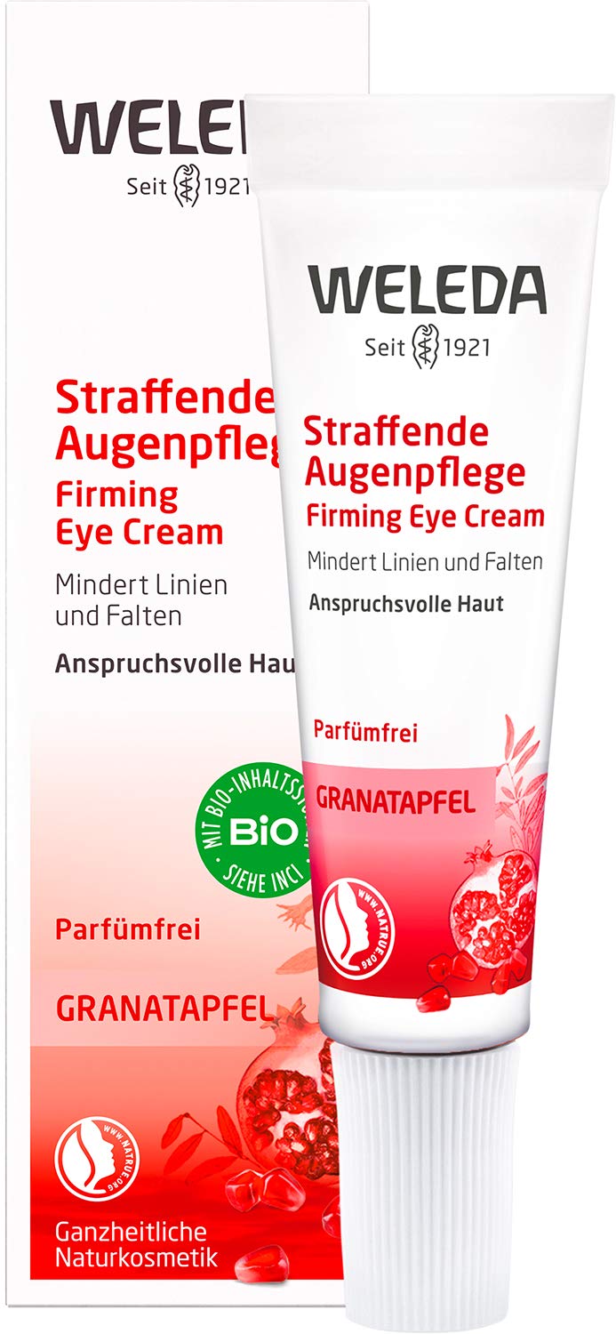 WELEDA Organic pomegranate firming eye care, natural cosmetics eye cream protects against environmental influences, reduces wrinkles and tightens the fine skin around the eyes for men and women (1 x 10 ml), ‎white