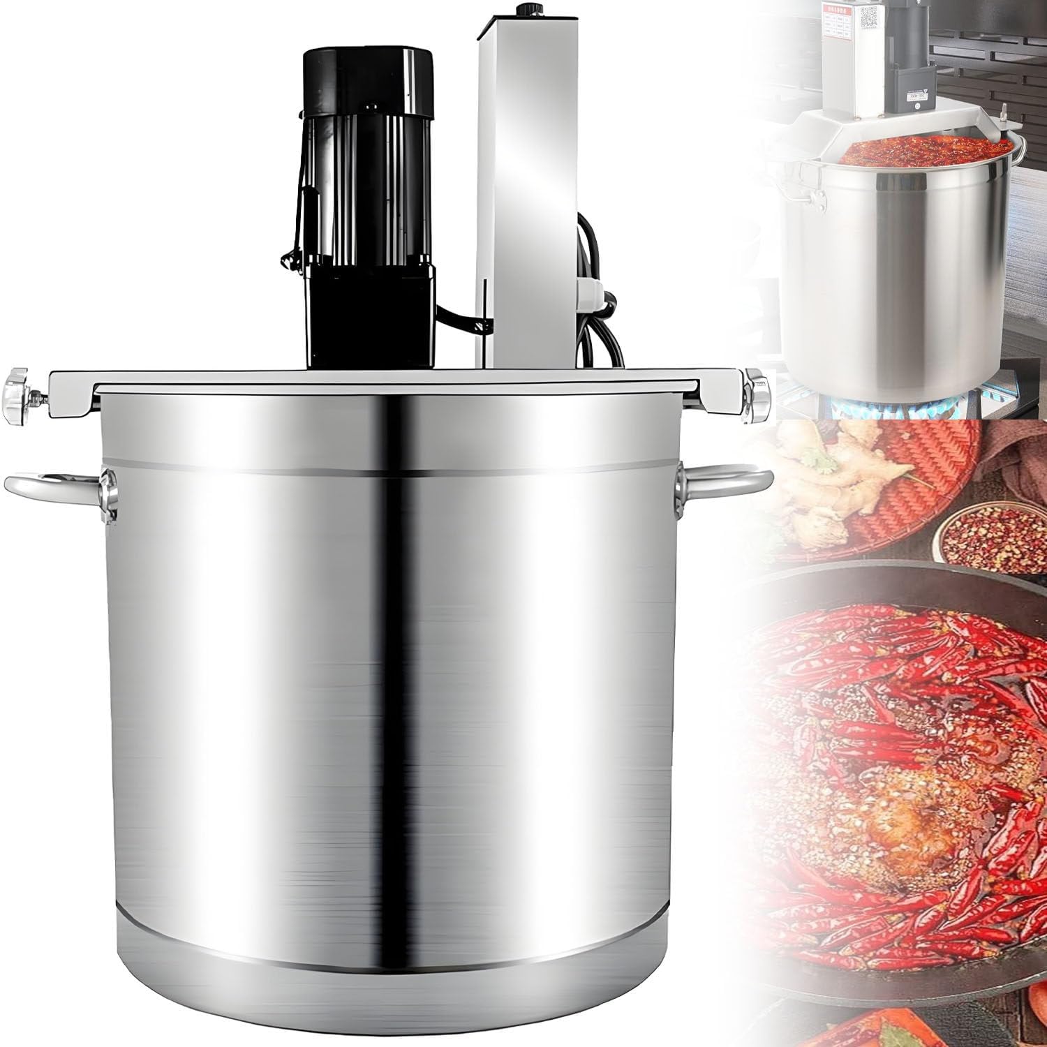 Stainless steel stand mixer, electric mixer for jam sauce, commercial mixer, 4-blade mixing scraper, adjustable speed for making jam, sauce stirrer, 60L