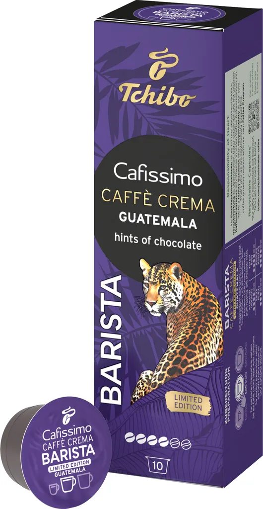 Tchibo Cafissimo Caffè Crema Barista Guatemala Coffee Capsules, 10 pieces (Caffè Crema, with a hint of chocolate), sustainably & fairly traded, Limited Edition 80g
