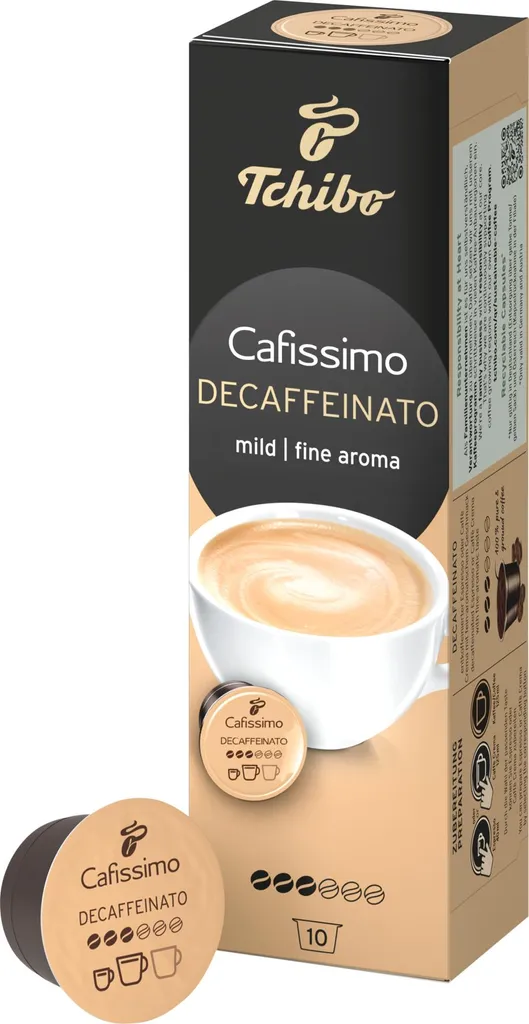 Tchibo Cafissimo Caffè Crema decaffeinated coffee capsules, 10 pieces (coffee, mild with a delicate aroma), sustainably & fairly traded 70g