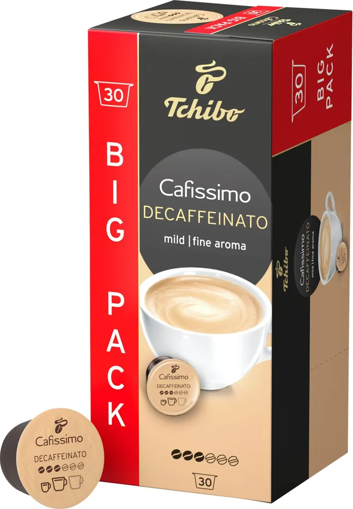 Tchibo Cafissimo Caffè Crema decaffeinated coffee capsules, 30 pieces (coffee, mild with a delicate aroma), sustainably & fairly traded 210g