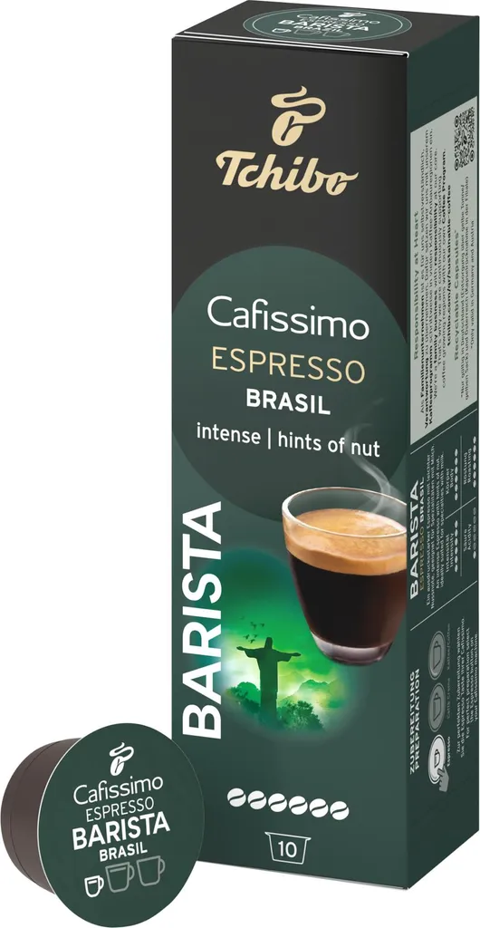 Tchibo Cafissimo Espresso Brasil Coffee Capsules, 10 pieces (Espresso, expressive with nutty notes), sustainably & fairly traded 78g