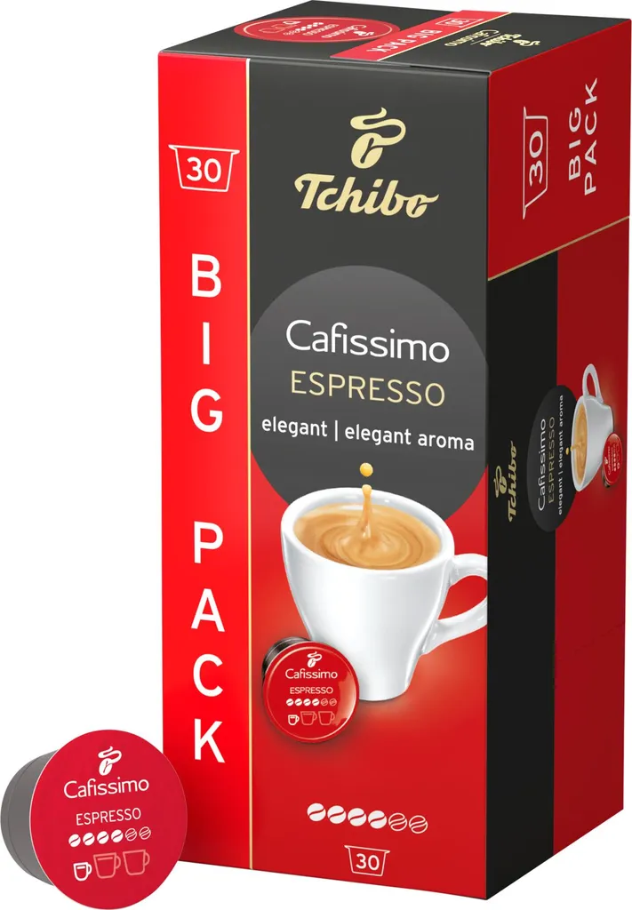 Tchibo Cafissimo Espresso elegant coffee capsules, 30 pieces (coffee, expressive with full aroma), sustainably & fairly traded 210g