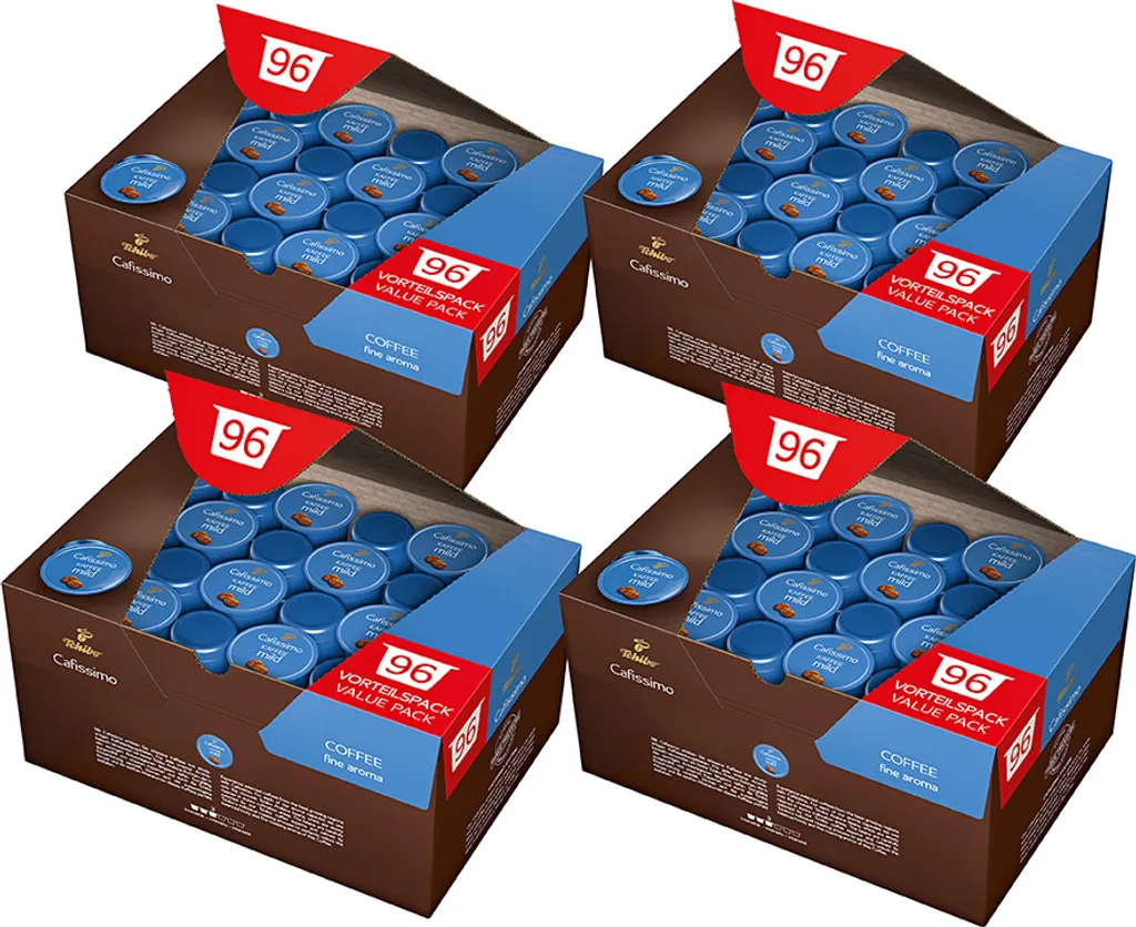 Tchibo Cafissimo mild filter coffee capsules, 384 pieces (4 x 96 capsules) 3.072 kg