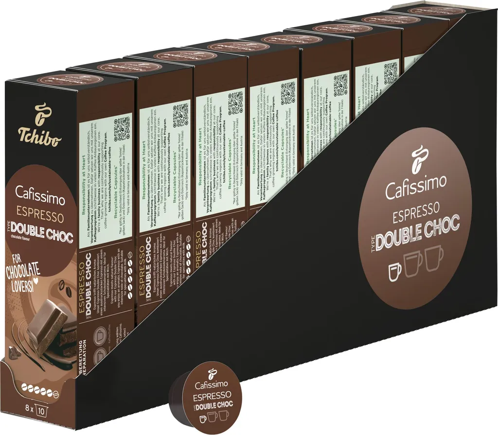 Tchibo Cafissimo Flavoured Summer Edition Espresso Double Choc, 80 pieces (8x10 capsules) 560g