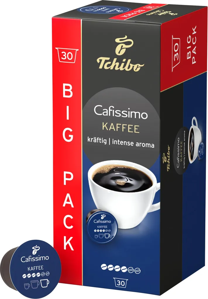 Tchibo Cafissimo Strong Coffee Capsules, 30 pieces (coffee, intense and subtly spicy aroma), sustainably & fairly traded 219g