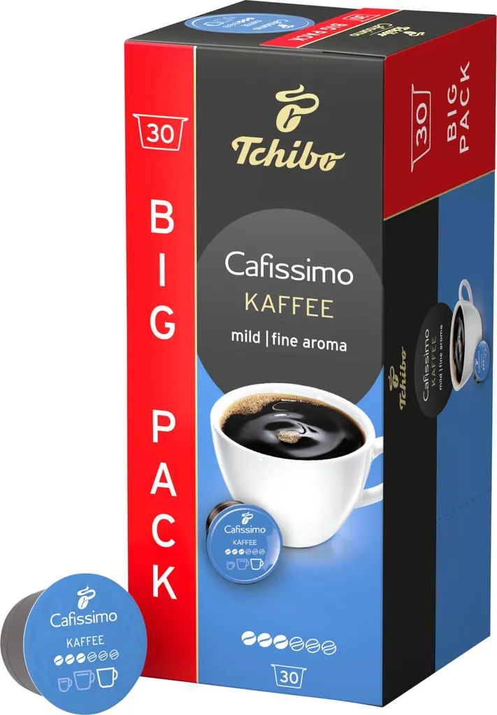 Tchibo Cafissimo Coffee Storage Box, Mild Filter Coffee Capsules, 30 pieces (mild coffee with gentle roasted aromas), sustainably & fairly traded 195g
