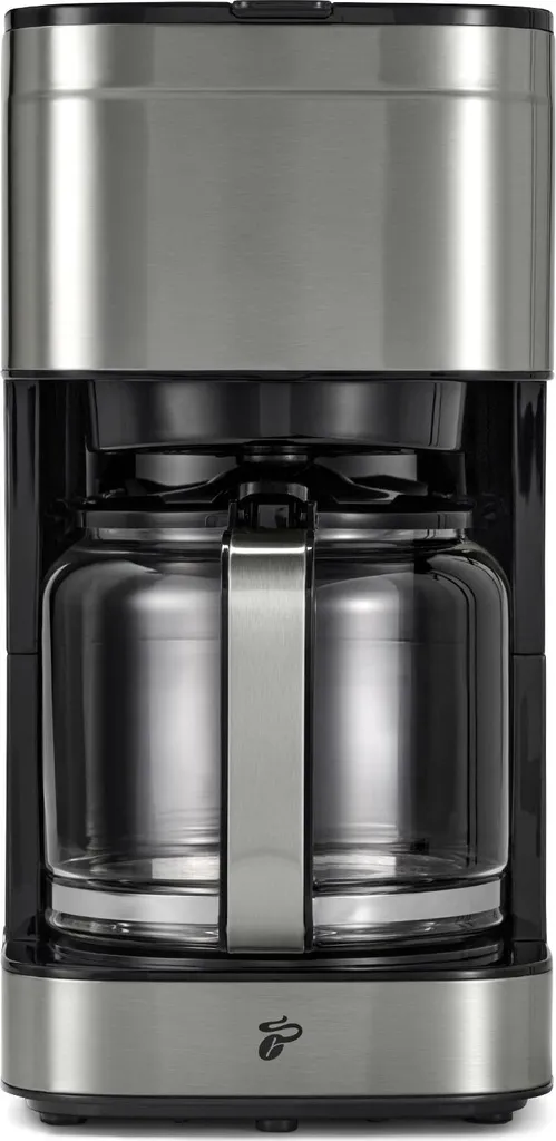 Tchibo "Let's Brew Elegant" filter coffee machine, for up to 10 cups of filter coffee, 1.25L aroma glass carafe, stainless steel warming plate, drip stop, automatic shut-off, stainless steel color