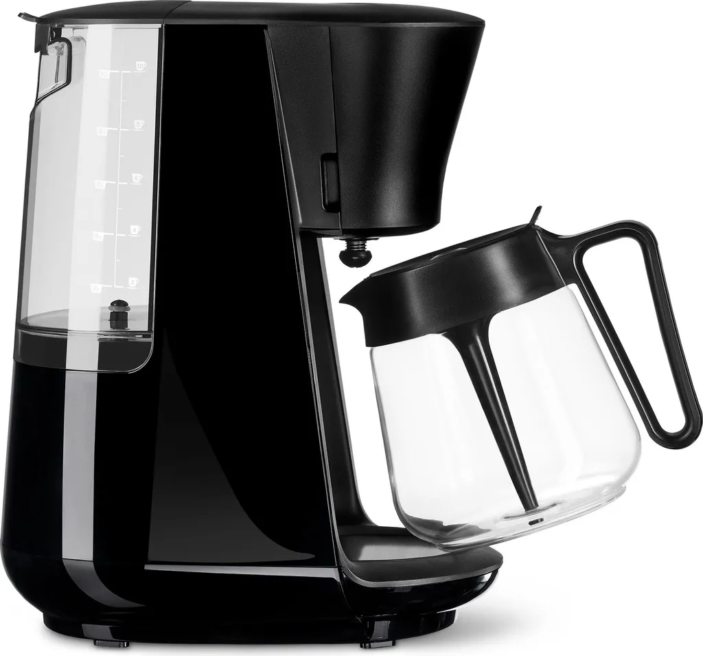 Tchibo "Let's Brew" filter coffee machine, for up to 10 cups of filter coffee, 1.2L aroma glass carafe, stainless steel warming plate, drip stop, automatic shut-off, black
